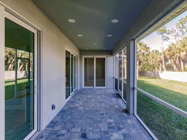 view of unfurnished sunroom