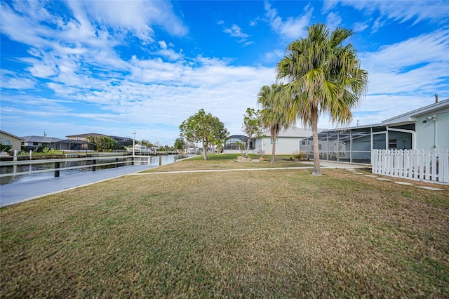 view of yard featuring a water view