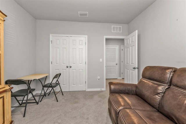 office featuring light colored carpet