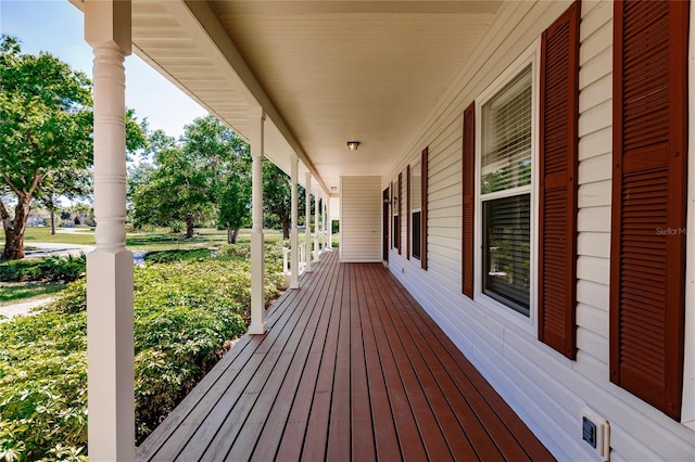 wooden deck with covered porch