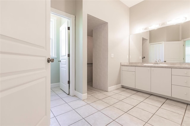 bathroom featuring vanity and tile patterned floors