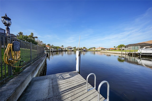 view of dock featuring a water view