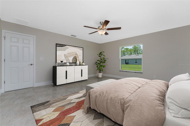 bedroom featuring ceiling fan