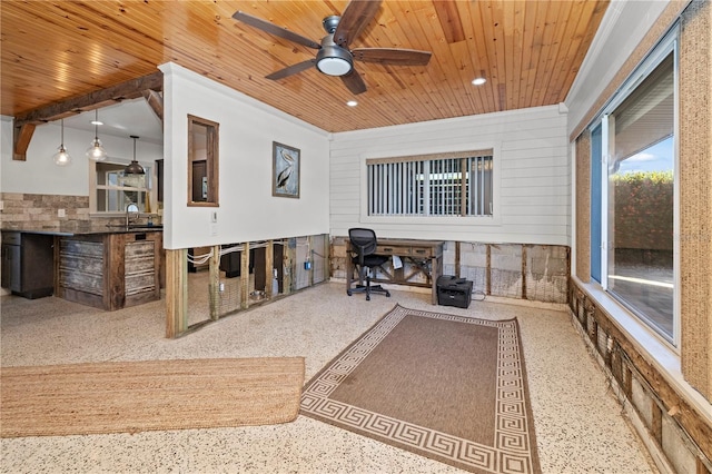 exterior space featuring ceiling fan and exterior kitchen