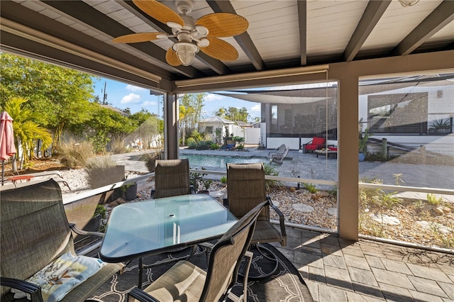 view of patio with ceiling fan