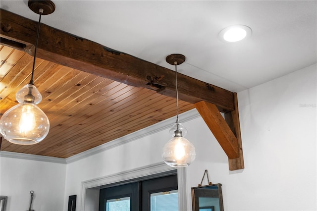 interior details featuring beamed ceiling