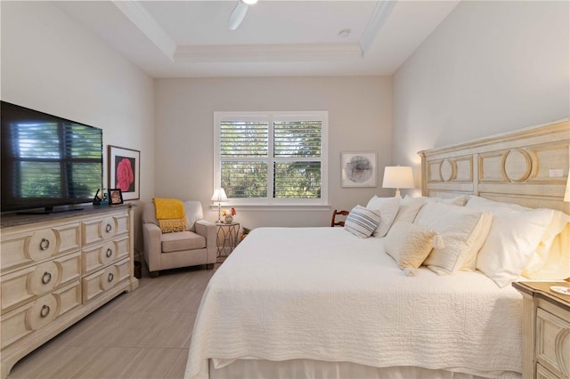 bedroom featuring a raised ceiling