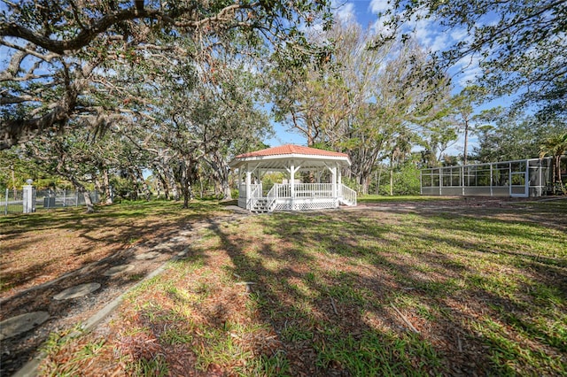 view of yard with a gazebo