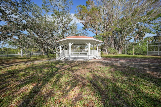 view of yard featuring a gazebo