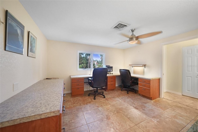 home office featuring ceiling fan