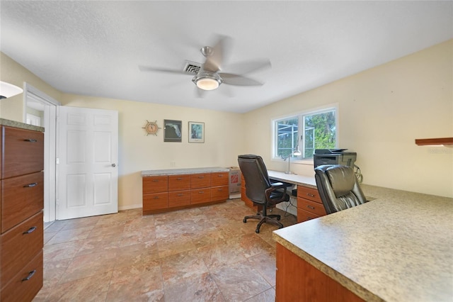 office featuring ceiling fan