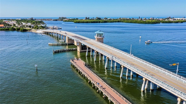 dock area featuring a water view