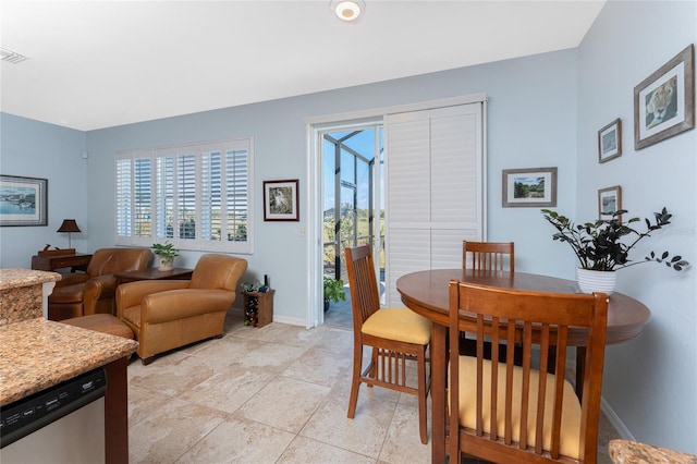 view of tiled dining area