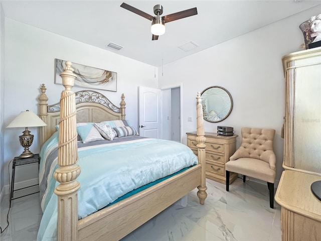 bedroom featuring ceiling fan