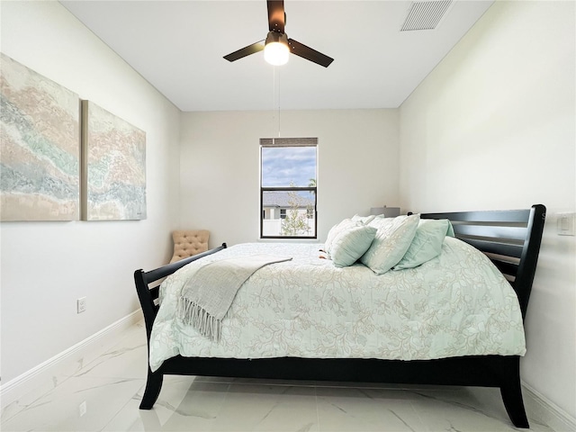 bedroom featuring ceiling fan