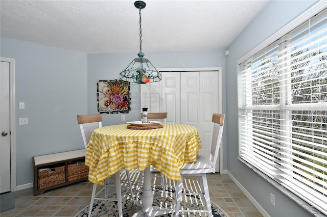 dining room featuring a textured ceiling