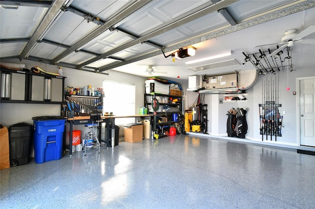 garage with a garage door opener