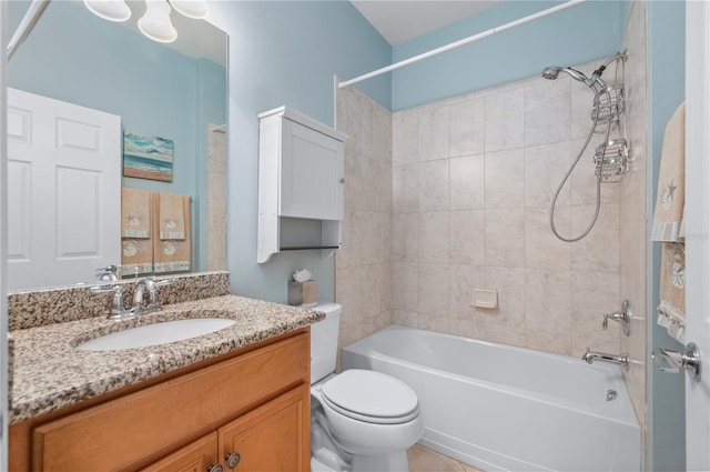 full bathroom featuring  shower combination, toilet, and vanity