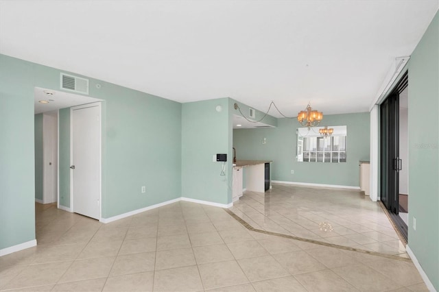 interior space with a notable chandelier