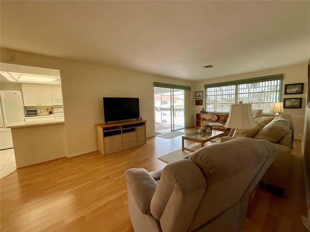 living room featuring light hardwood / wood-style floors