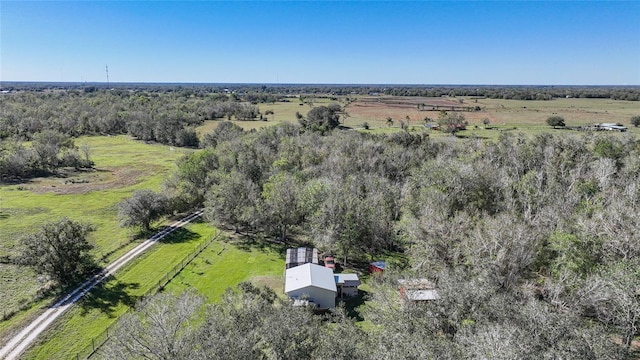 birds eye view of property featuring a rural view