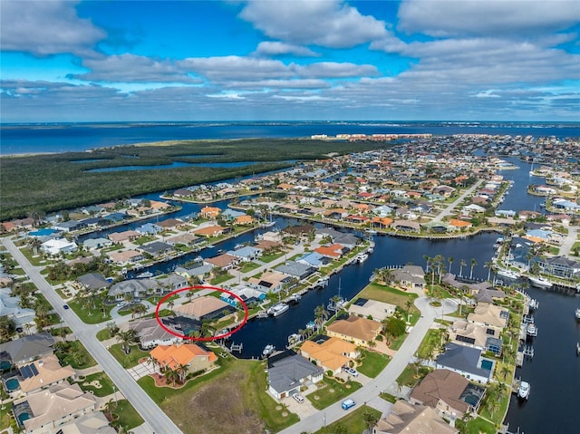 bird's eye view featuring a water view