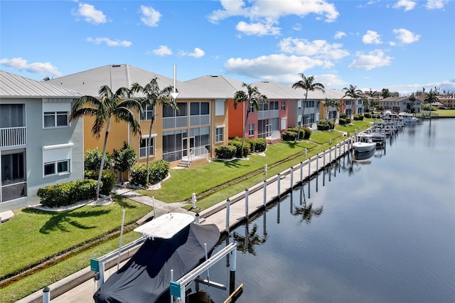 dock area featuring a water view