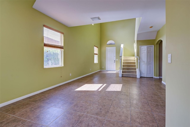 interior space with tile patterned floors