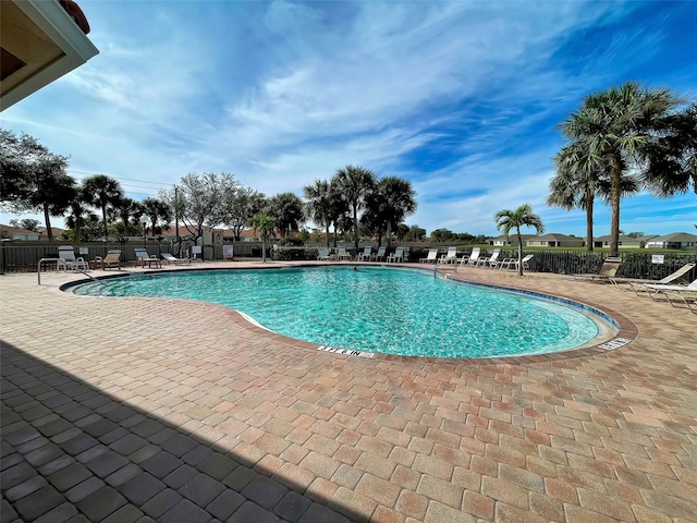 view of swimming pool with a patio