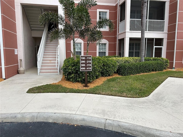 exterior space with stairs