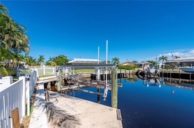 view of dock featuring a water view