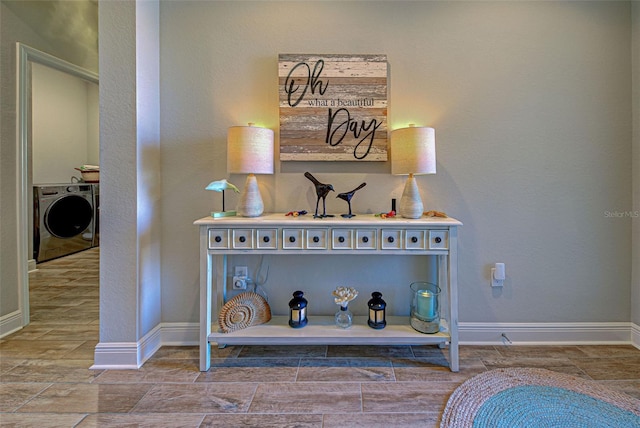 interior details featuring washer / dryer