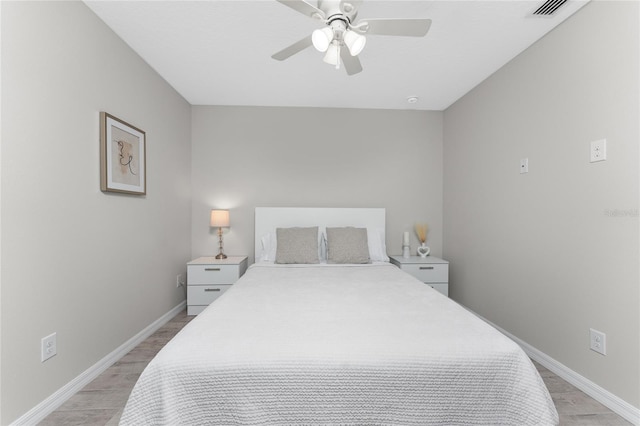 bedroom featuring ceiling fan