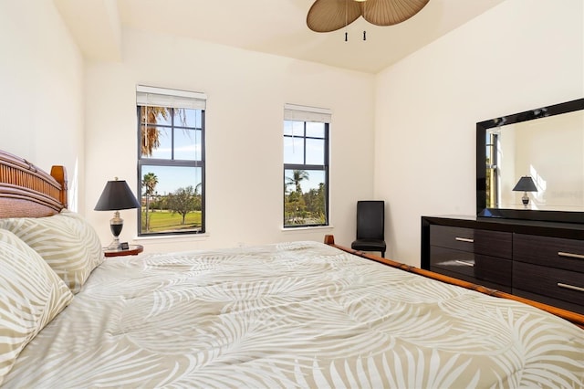 bedroom featuring ceiling fan