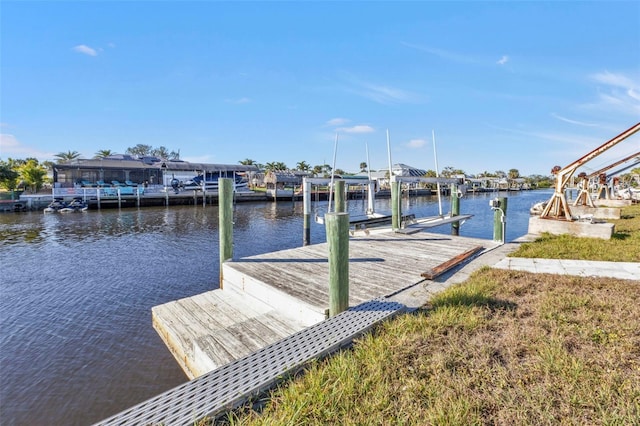 view of dock featuring a water view