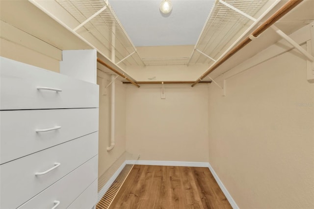 walk in closet featuring wood-type flooring