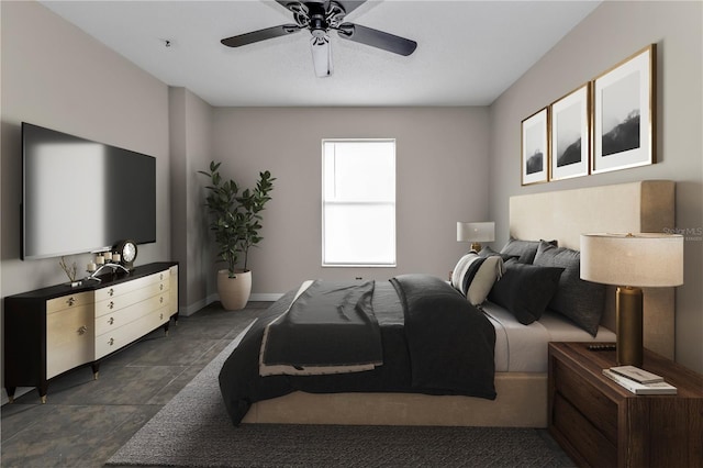 bedroom featuring ceiling fan