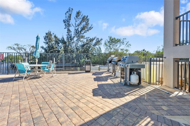 view of patio / terrace featuring a grill