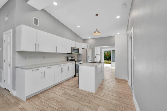 3112 Magnolia Way, Punta Gorda, FL 33950 - kitchen with visible vents, light countertops, white cabinetry, and appliances with stainless steel finishes