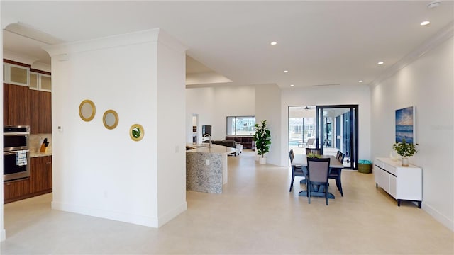 interior space featuring ornamental molding