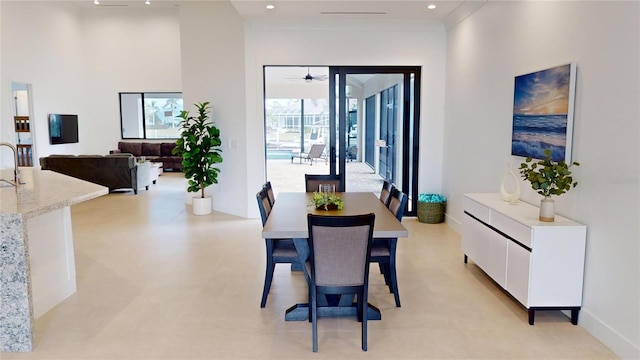 dining space with sink