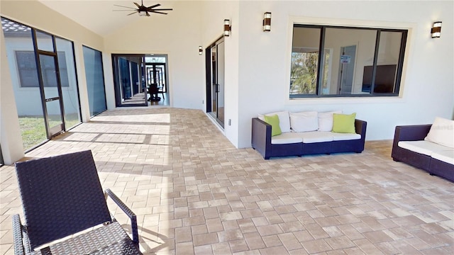 view of patio / terrace featuring ceiling fan