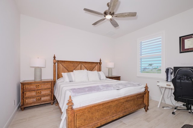 bedroom featuring ceiling fan