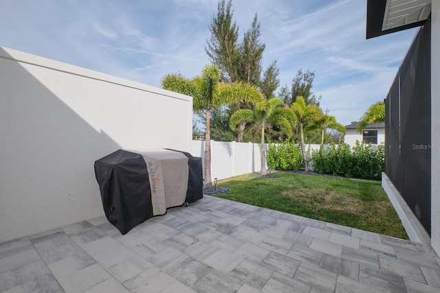 view of patio with area for grilling