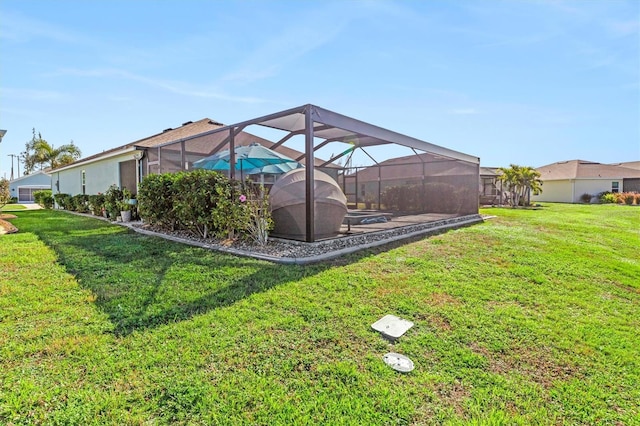 view of yard featuring a lanai