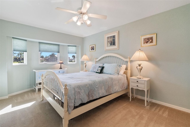 bedroom featuring carpet floors and ceiling fan