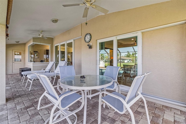 view of patio / terrace with ceiling fan