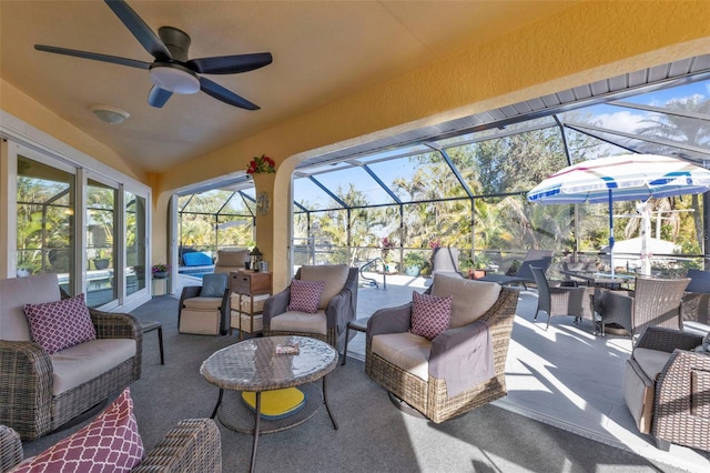 view of patio / terrace with a lanai and an outdoor hangout area