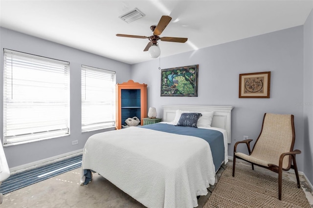 bedroom featuring ceiling fan