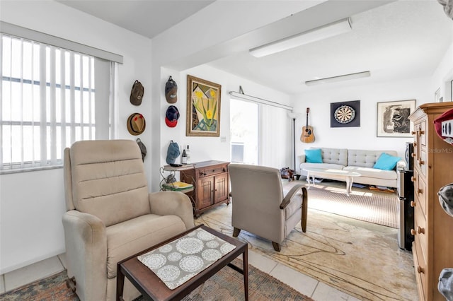 view of tiled living room